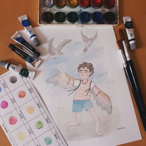Pintura em aquarela personalizada A4