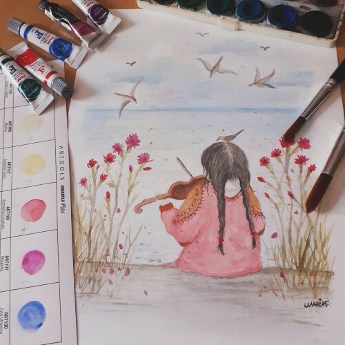 Pintura em aquarela personalizada A4