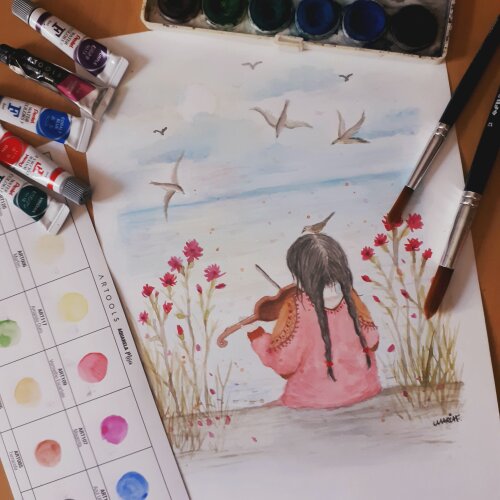 Pintura em aquarela personalizada A4