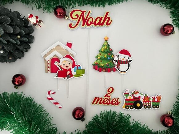 Arquivo Digital - Topo de Bolo Mêsversário Natal Menino