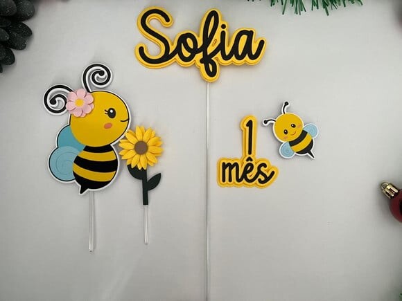 Arquivo Digital - Topo de Bolo Mêsversário Abelhinha
