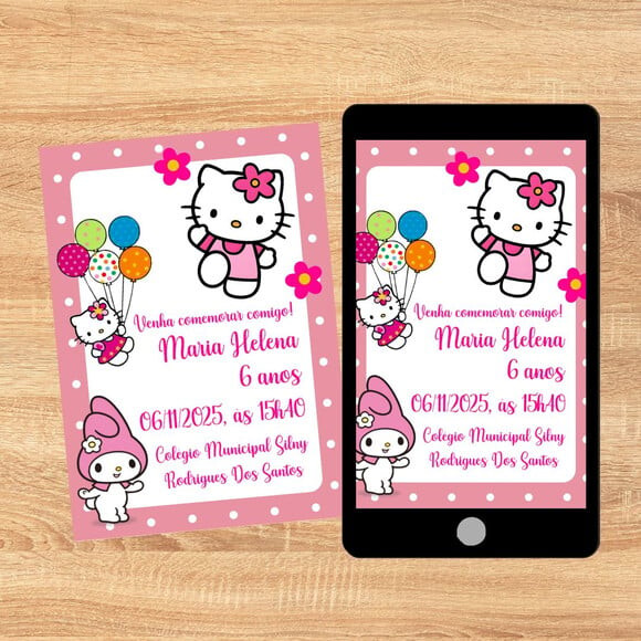 Convite Digital Hello Kitty