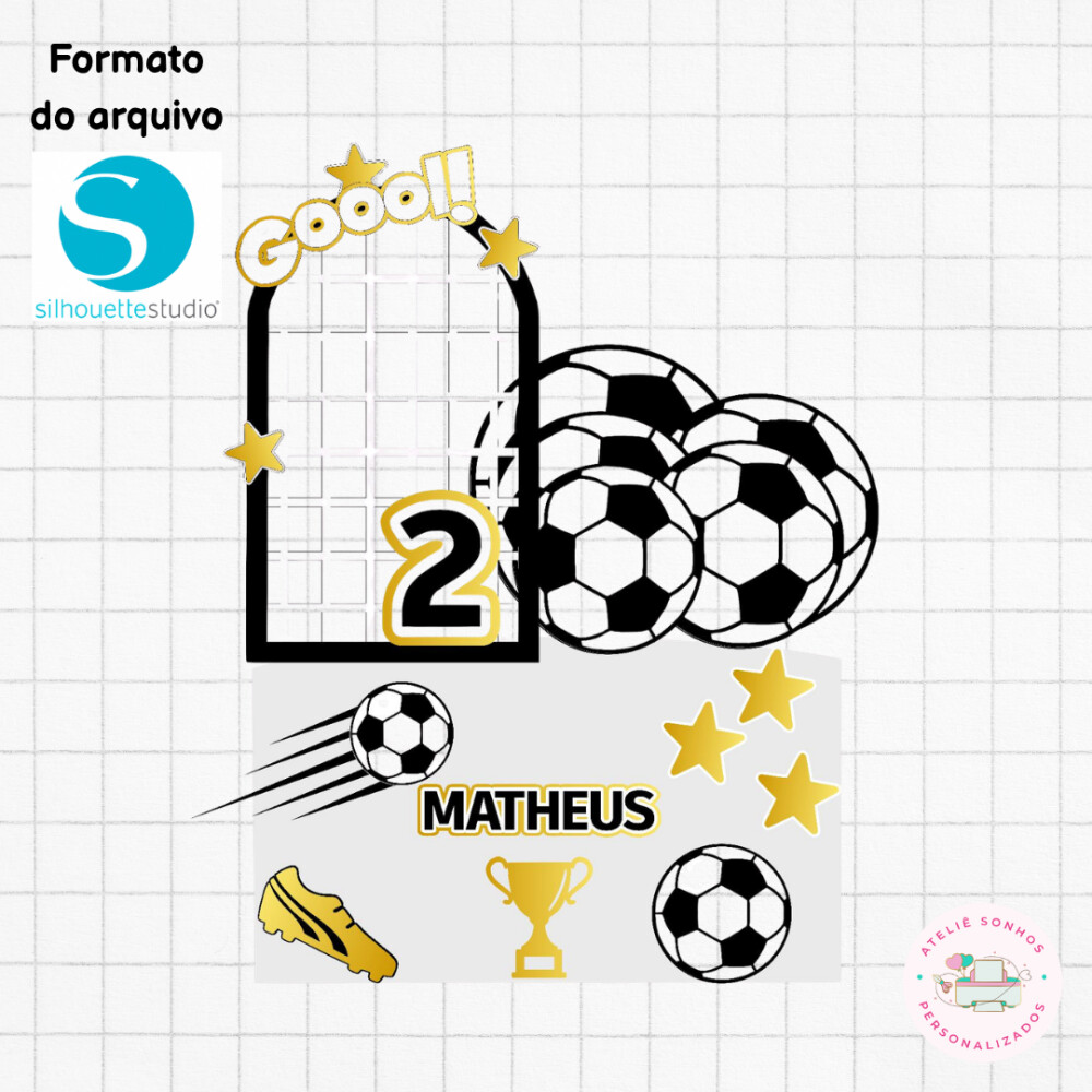 Arquivo digital topo de bolo futebol - formato silhouette studio