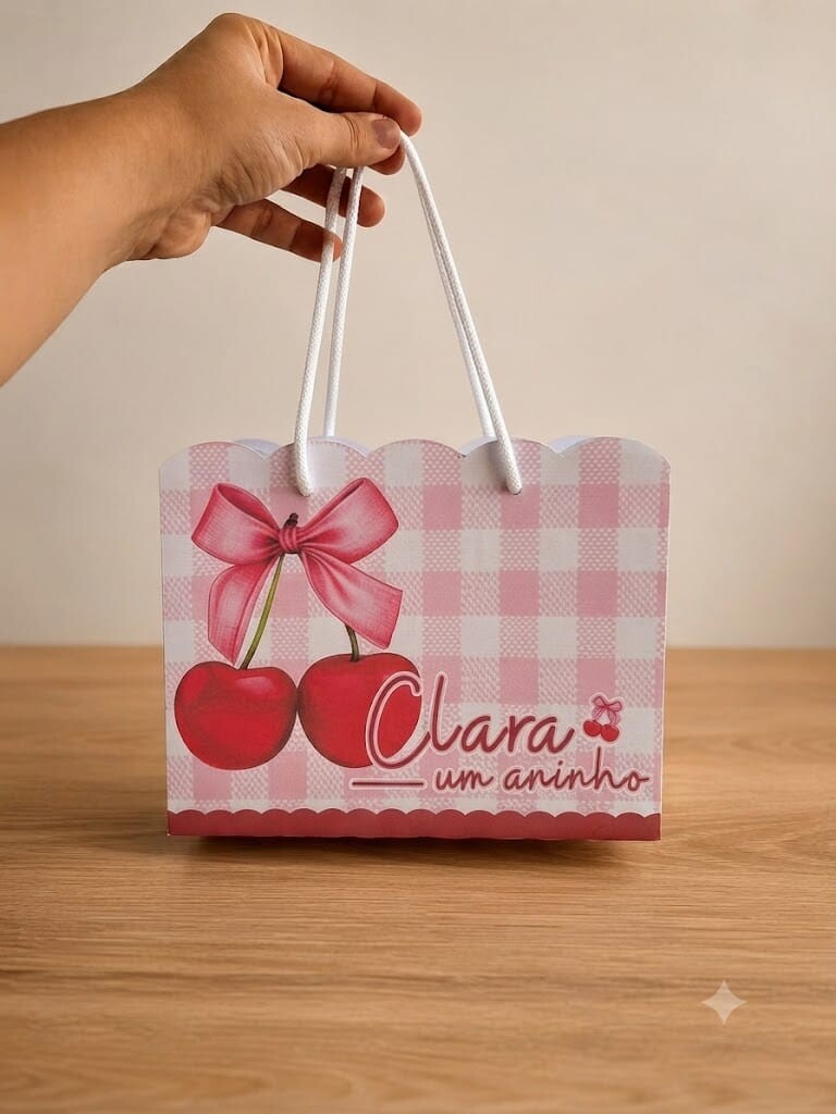 Sacolinha Cerejinha Personalizada | Sacolinha | Lembrancinha | Mi