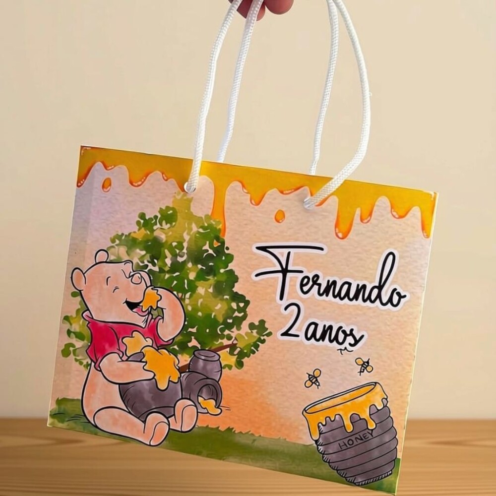 Sacolinha Ursinho Pooh Personalizada | Sacolinha | Lembrancinha |