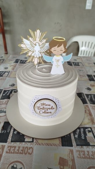 Arquivo Digital - Topo de Bolo Batizado Menina em Camadas
