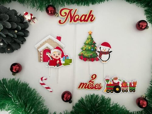 Arquivo Digital - Topo de Bolo Mêsversário Natal Menino