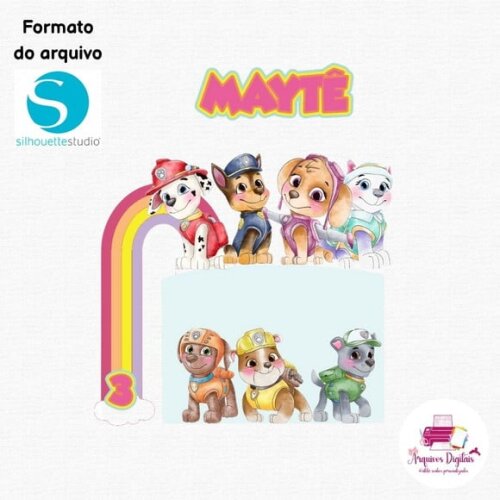 Arquivo Digital - Topo de Bolo Patrulha Canina Aquarela