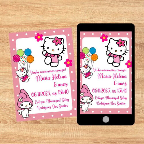 Convite Digital Hello Kitty