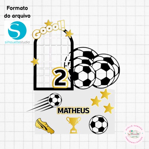 Arquivo digital topo de bolo futebol - formato silhouette studio
