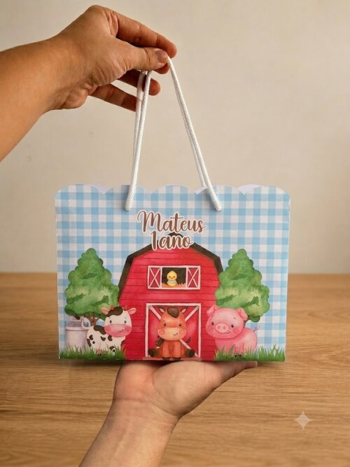 Sacolinha Fazendinha Menino Personalizada | Sacolinha | Lembrancinha | Mimos | Aniversário Fazendinha Menino - Pegue e Monte