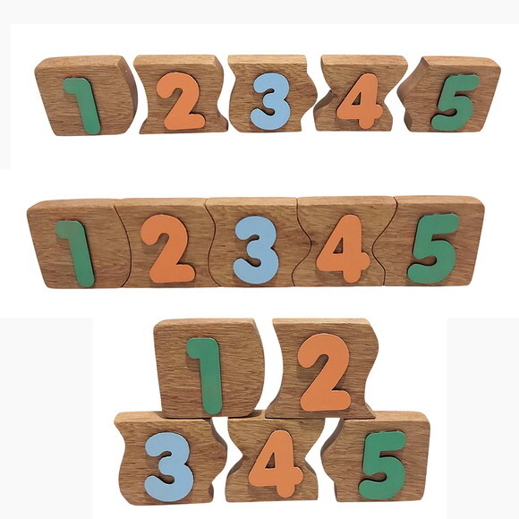 Blocos com Números Cubos Numerais Blocos de Madeira