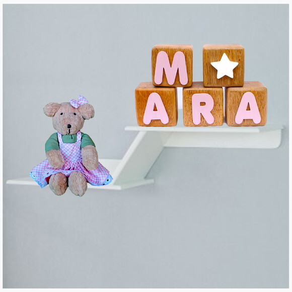 Cubos de Madeira Nome Cubos de Madeira Decoração Infantil