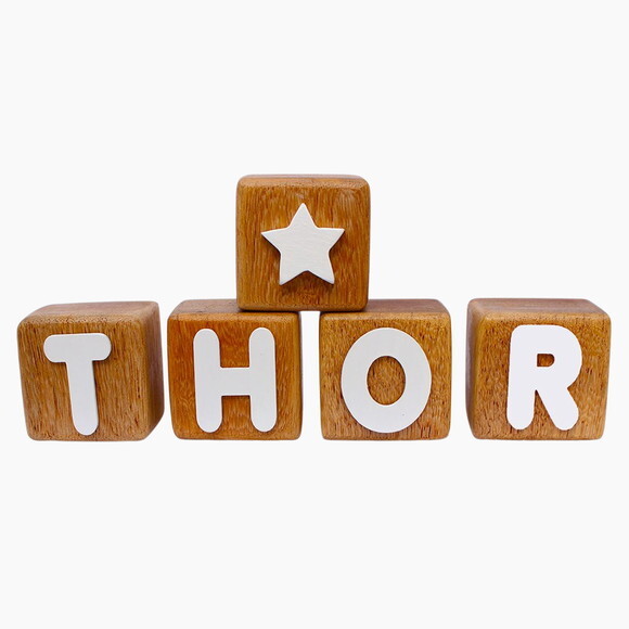 Cubos com Letras do Nome Cubos de Madeira Nome Thor