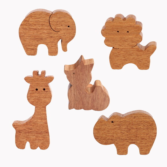 Puxador Infantil Safari, Kit com 5 Unidades Madeira Cedrinho