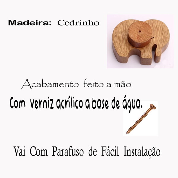 Puxador Safari, Kit com 4 Unidades Madeira Cedrinho