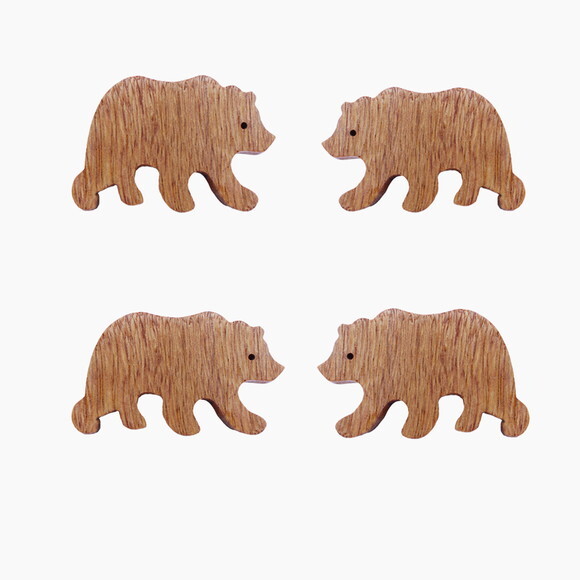 Puxador Ursinho, Kit com 4 Unidades Decoração Quarto Bebe.