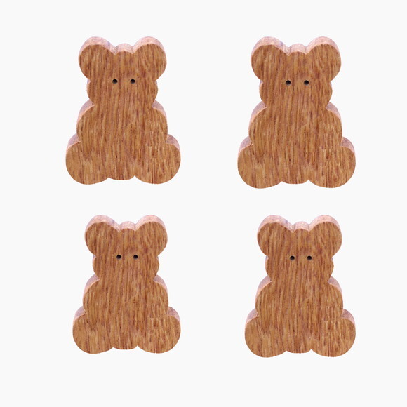 Puxador Ursinho, Kit com 4 Unidades Decoração Quarto Bebe.