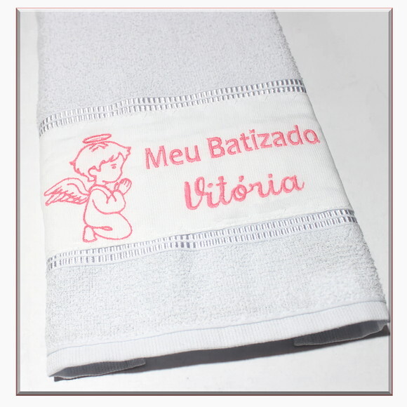 Toalha para Batizado Bordada, Personalizada com Nome e Data