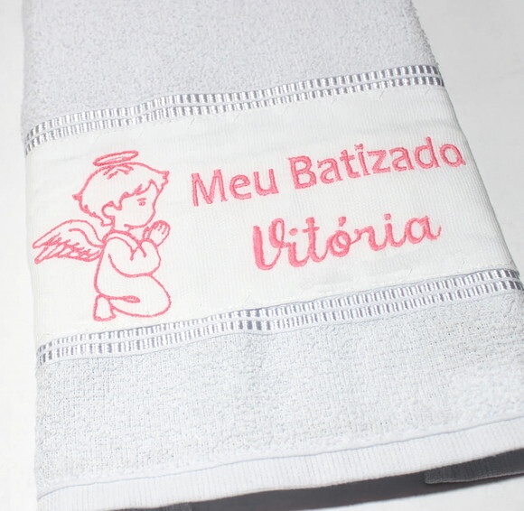 Toalha para Batizado Bordada, Personalizada com Nome e Data