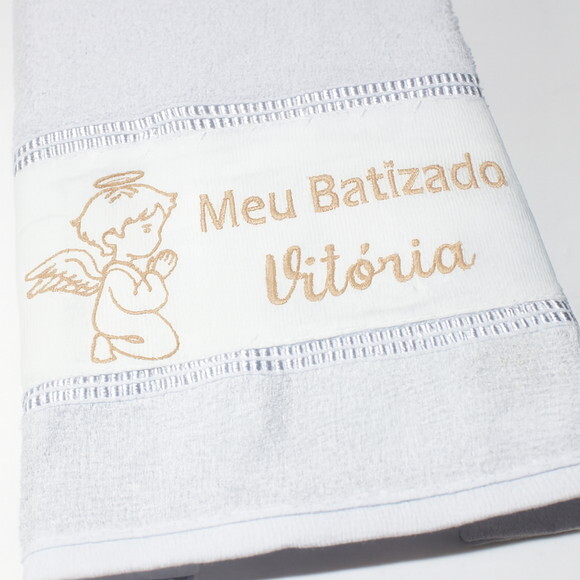 Toalha de Batizado Bordada, Personalizada com Nome e Data