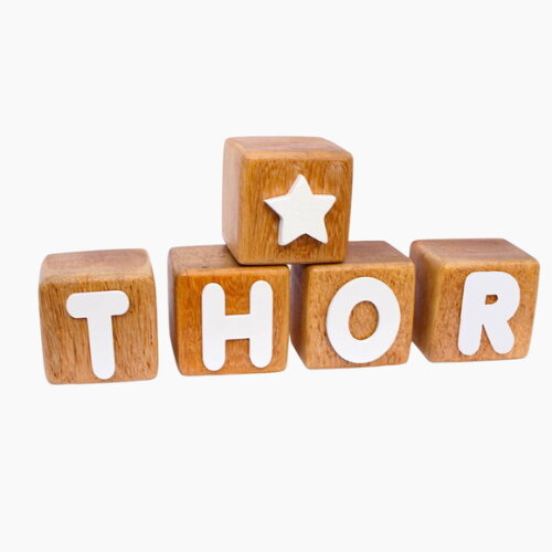 Cubos com Letras do Nome Cubos de Madeira Nome Thor
