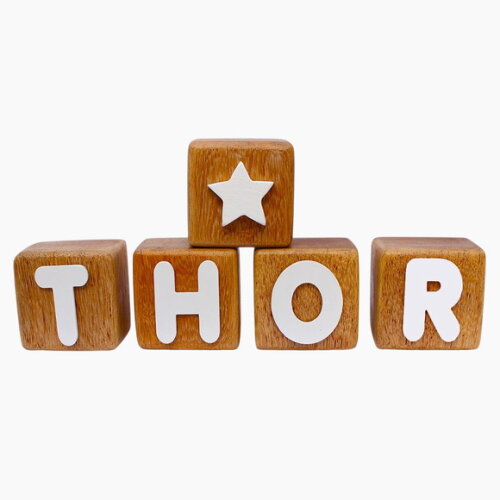 Cubos com Letras do Nome Cubos de Madeira Nome Thor