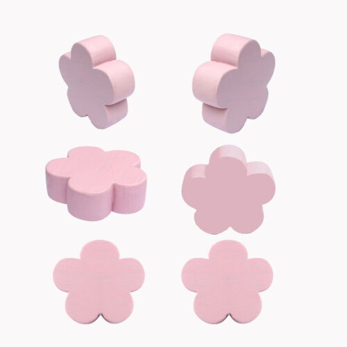Puxador Infantil Flor Rosa, Kit com 6 Unidades