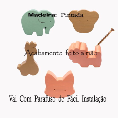 Puxador Infantil Safari, Kit com 4 Unidades
