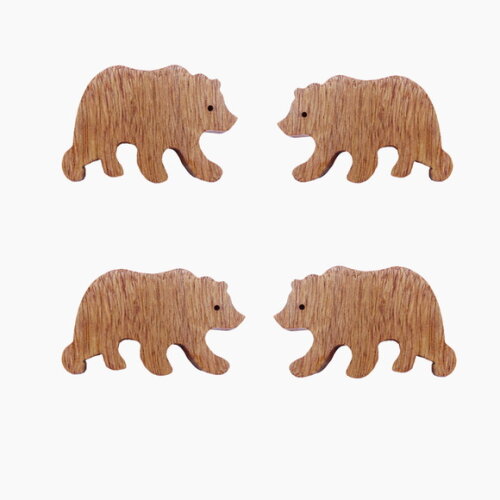 Puxador Ursinho, Kit com 4 Unidades Decoração Quarto Bebe.