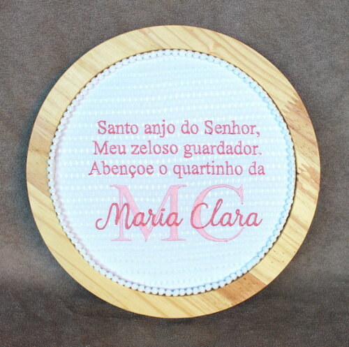 Quadrinho com Bordado Santo Anjo para o Quarto do Bebê