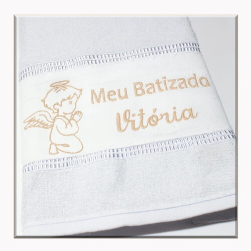 Toalha de Batizado Bordada, Personalizada com Nome e Data