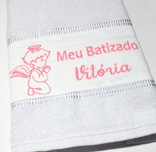 Toalha para Batizado Bordada, Personalizada com Nome e Data