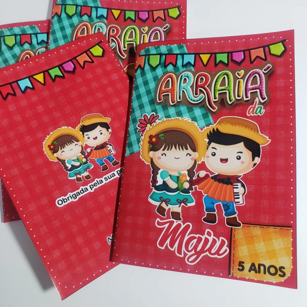 Mini Livro de Colorir + Giz de Cera - Arraiá -festa Junina
