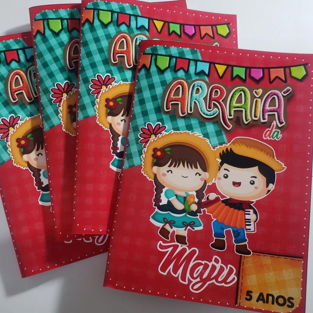 Mini Livro de Colorir + Giz de Cera - Arraiá -festa Junina
