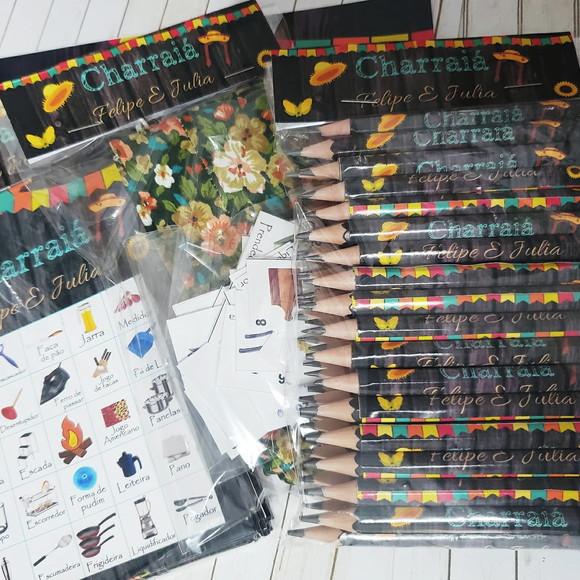 Bingo Personalizado Charraiá + Lápis 50 Unidades
