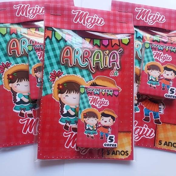Mini Livro de Colorir + Giz de Cera - Arraiá -festa Junina