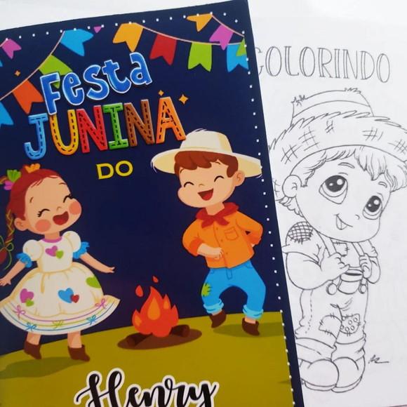 Mini Livro de Colorir + Giz de Cera - Arraiá -festa Junina