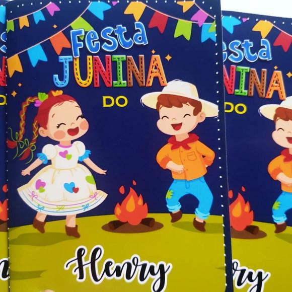 Mini Livro de Colorir + Giz de Cera - Arraiá -festa Junina