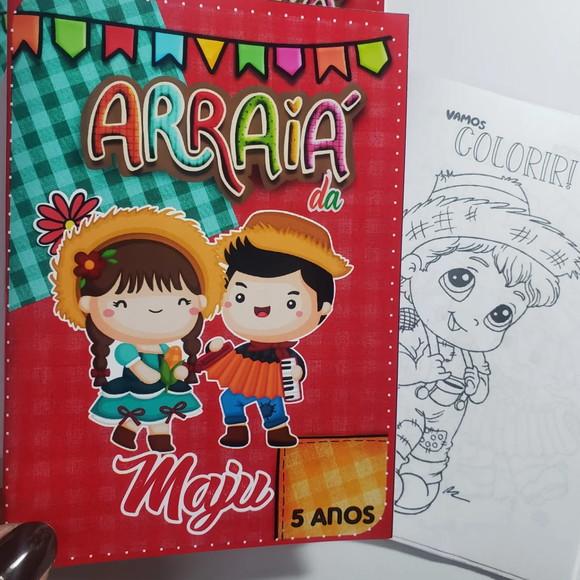 Mini Livro de Colorir + Giz de Cera - Arraiá -festa Junina