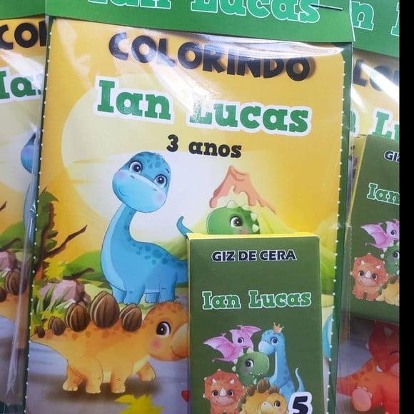 Mini Livro de Colorir + Giz de Cera Dino Baby