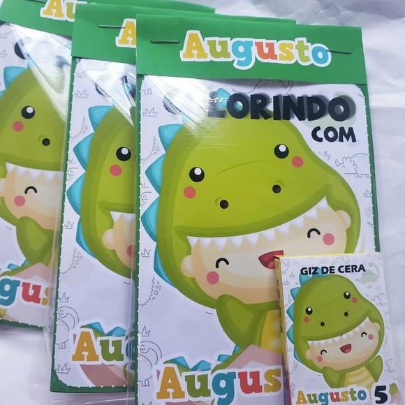 Mini Livro de Colorir + Giz de Cera Dino Baby