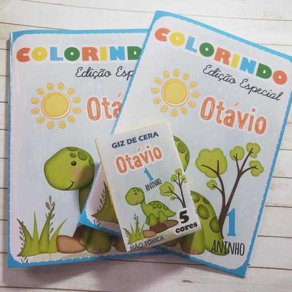 Mini Livro de Colorir + Giz de Cera Dino Baby
