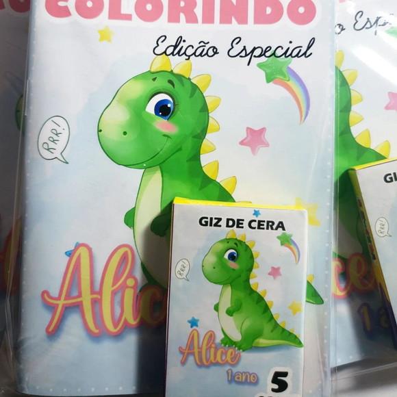 Mini Livro de Colorir + Giz de Cera Dino Baby