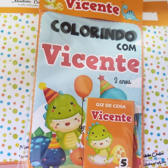Mini Livro de Colorir + Giz de Cera Dino Baby