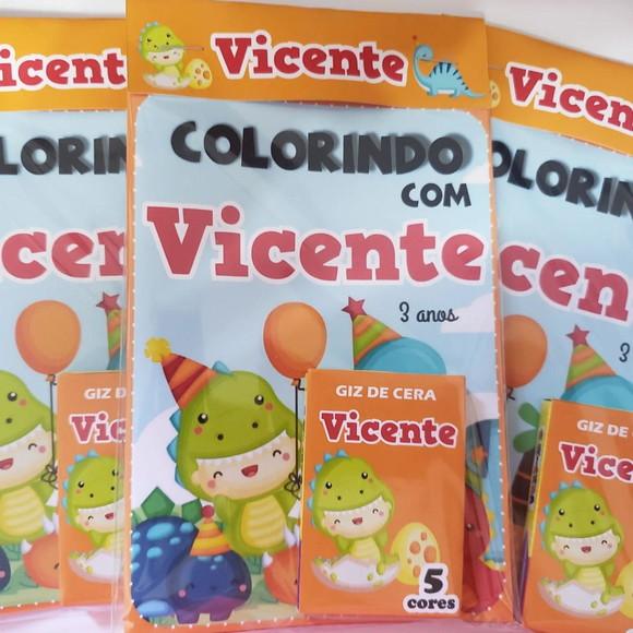 Mini Livro de Colorir + Giz de Cera Dino Baby