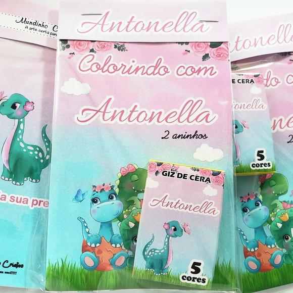 Mini Livro de Colorir + Giz de Cera Dino Baby