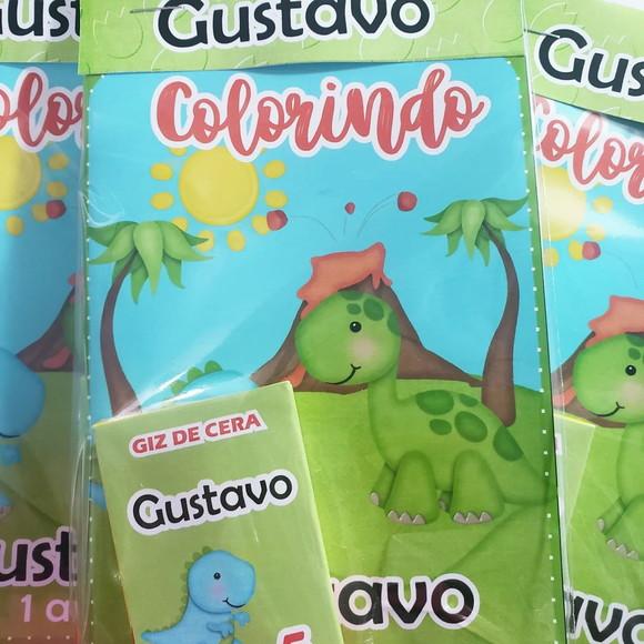 Mini Livro de Colorir + Giz de Cera Dino Baby