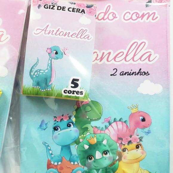 Mini Livro de Colorir + Giz de Cera Dino Baby