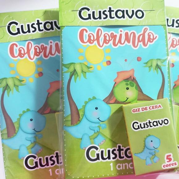 Mini Livro de Colorir + Giz de Cera Dino Baby